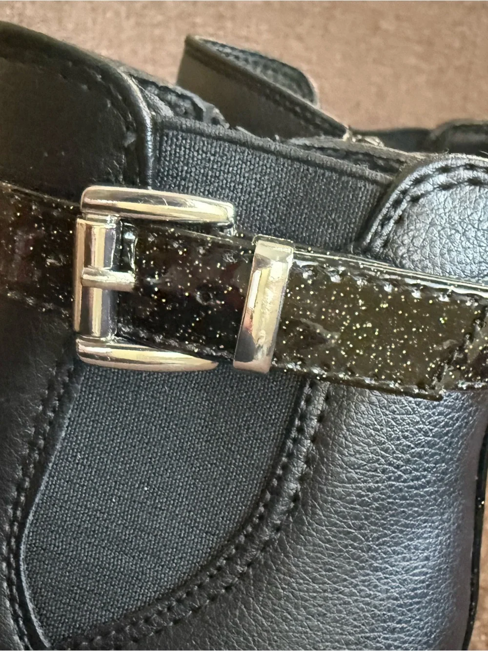 MIA Black Ankle Booties with Glitter Buckle Strap